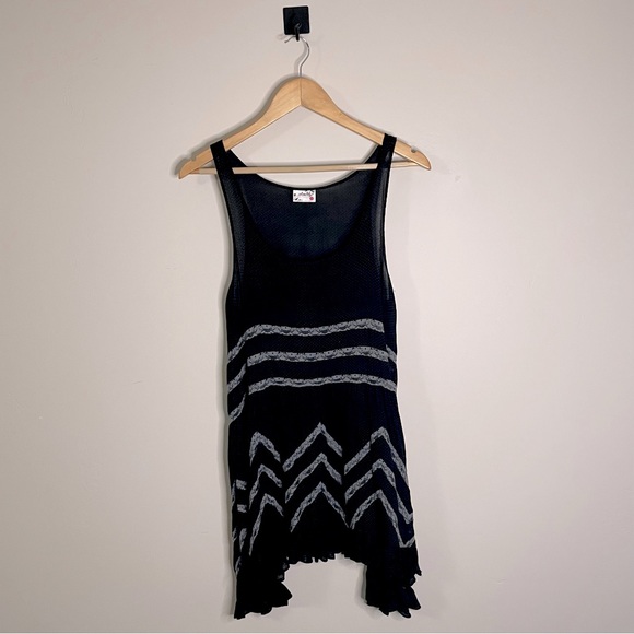 Free People | Dresses | Free People Black Grey Tank Dress Lace Polka Dot  Flowy | Poshmark
